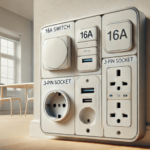 16a Switch, 3 Pin Socket, Charging Socket
